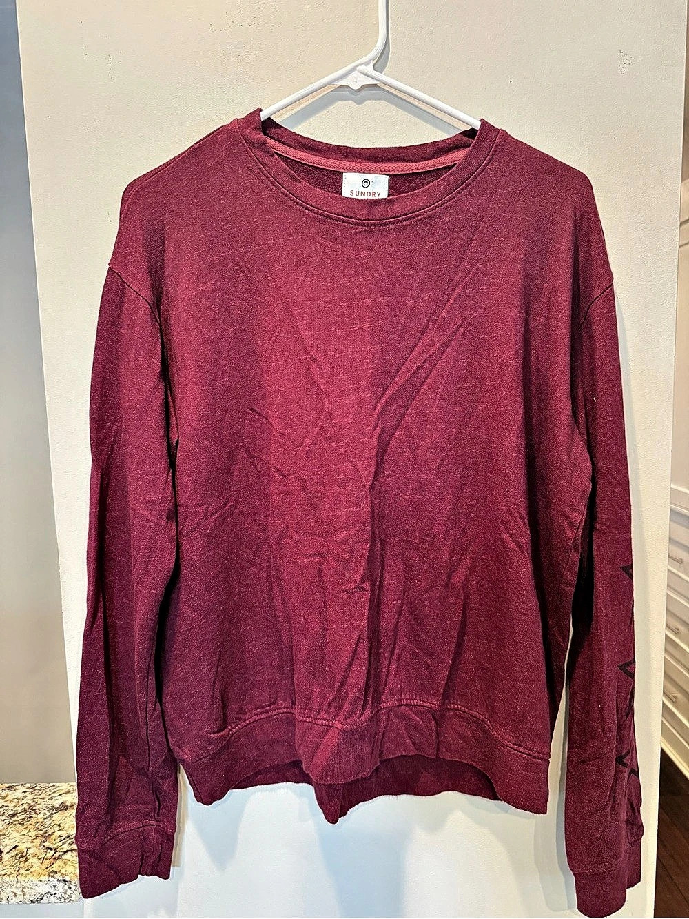 Sundry Star Sleeve Pullover Sweatshirt, Red, Size 1